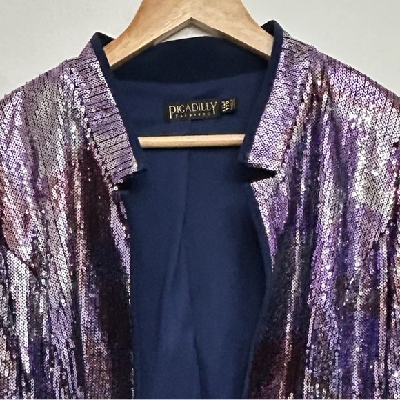 Picadilly Fashions Sequin Open Front Blazer Shiny Sparkly Size XXL - Picture 3 of 12